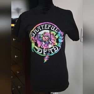 Grateful Dead Band Black Distressed Logo T-Shirt Size Small 100% Cotton